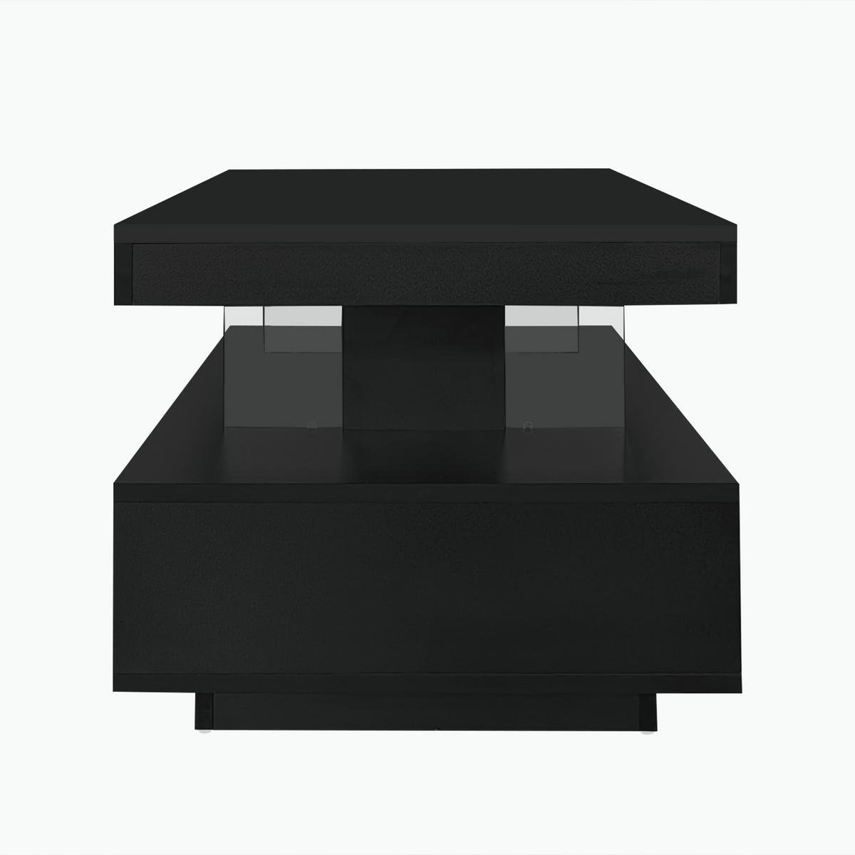 COUCHTISCH 95/50/42,5 cm schwarz mit Hochglanz-Oberfläche und 2 Schubladen - Schwarz, Holzwerkstoff (95/50/42.5cm) - OKWISH