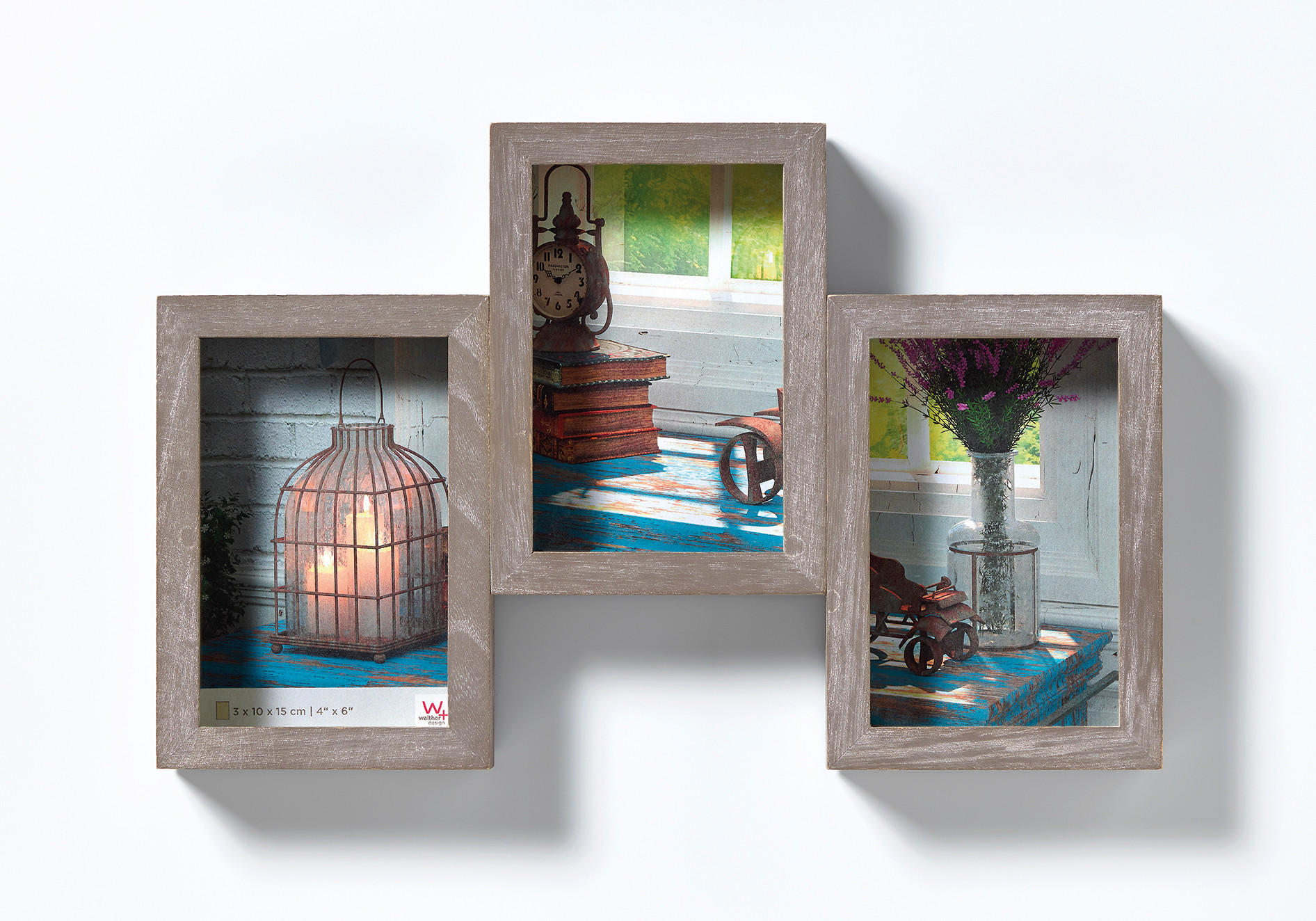 BILDERRAHMEN Rustic Galerier., 3 x 10x15 cm, grau - Grau, Holzwerkstoff (37/22/4.5cm) - EMIX24