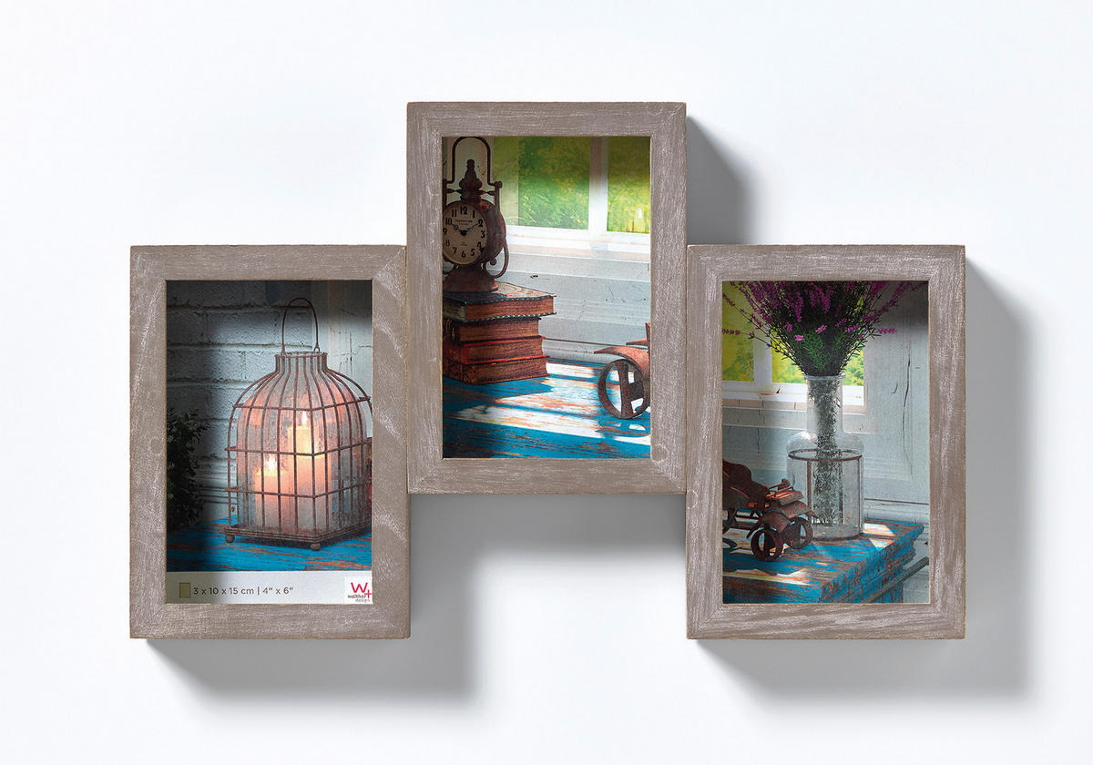 BILDERRAHMEN Rustic Galerier., 3 x 10x15 cm, grau - Grau, Holzwerkstoff (37/22/4.5cm) - EMIX24