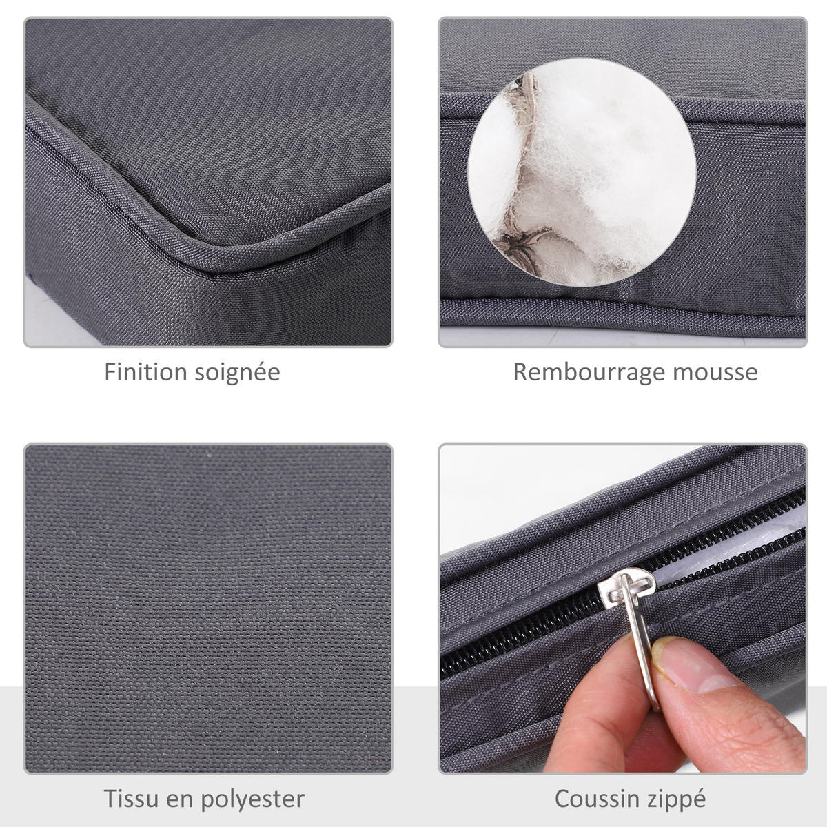 SITZKISSEN DE-17695 2er-Set 45x45 cm mit Bindebändern Dunkelgrau - Dunkelgrau, Textil (45/45/5cm) - ComfortXL