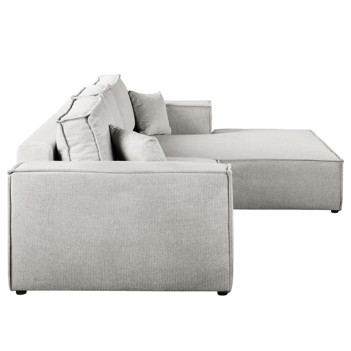 ECKSOFA mit Schlaffunktion - Longchair - Hellgrau/Schwarz, Kunststoff/Textil (294/185cm) - home24