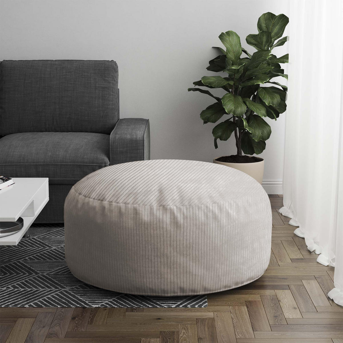SITZSACK ROLLER White Dove - Weiß, Textil (70/40/70cm) - Dreamroots