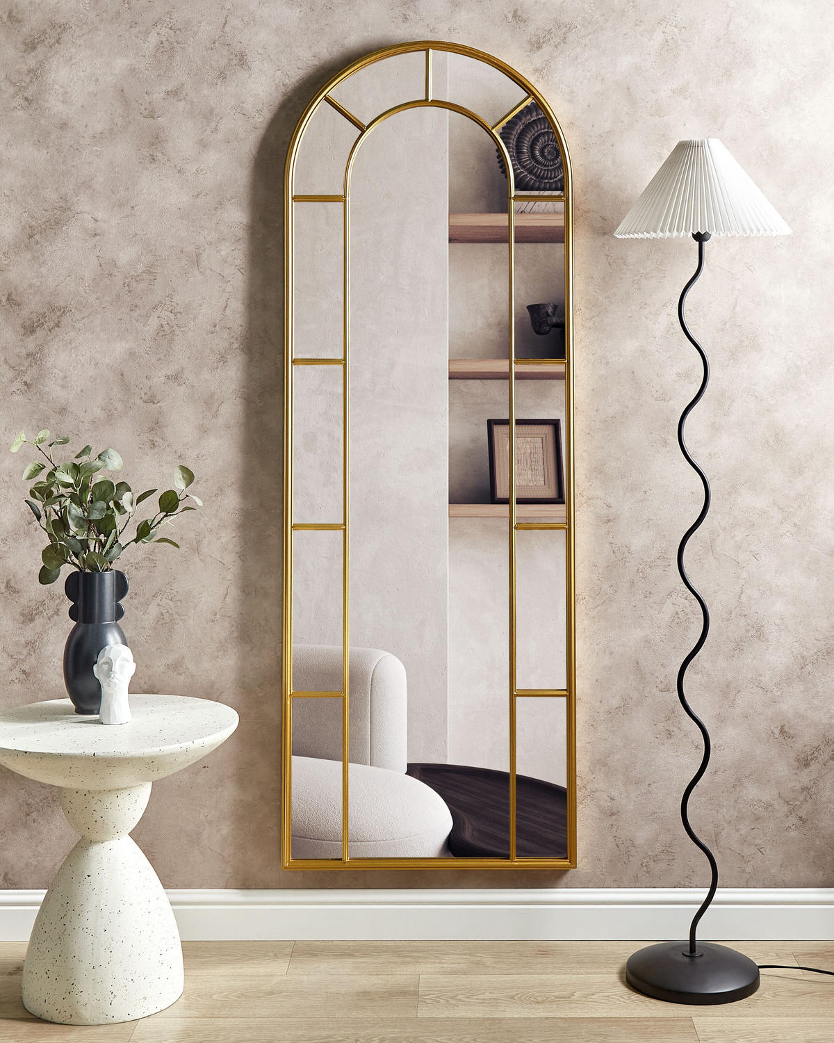 WANDSPIEGEL gold Metall 60/170 cm Crosses - Goldfarben, Metall (60/170/3cm) - Beliani