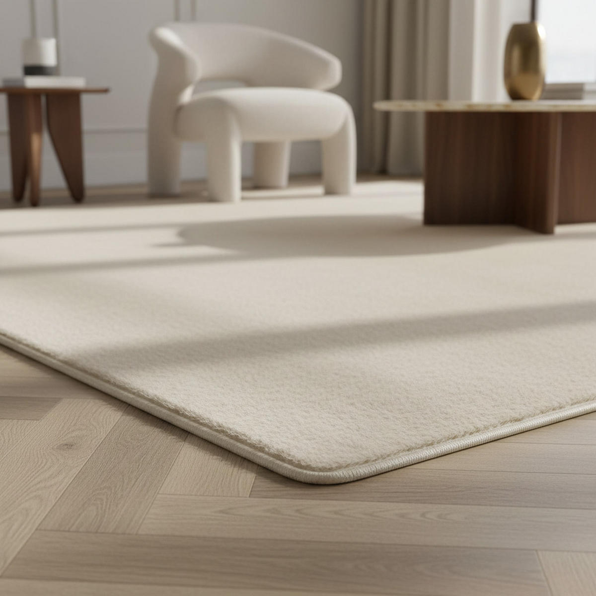 KURZFLORTEPPICH Waschbar ISAR, einfarbig, Creme, 240 x 340 cm - Beige, Textil (340/240cm) - KADIMA DESIGN