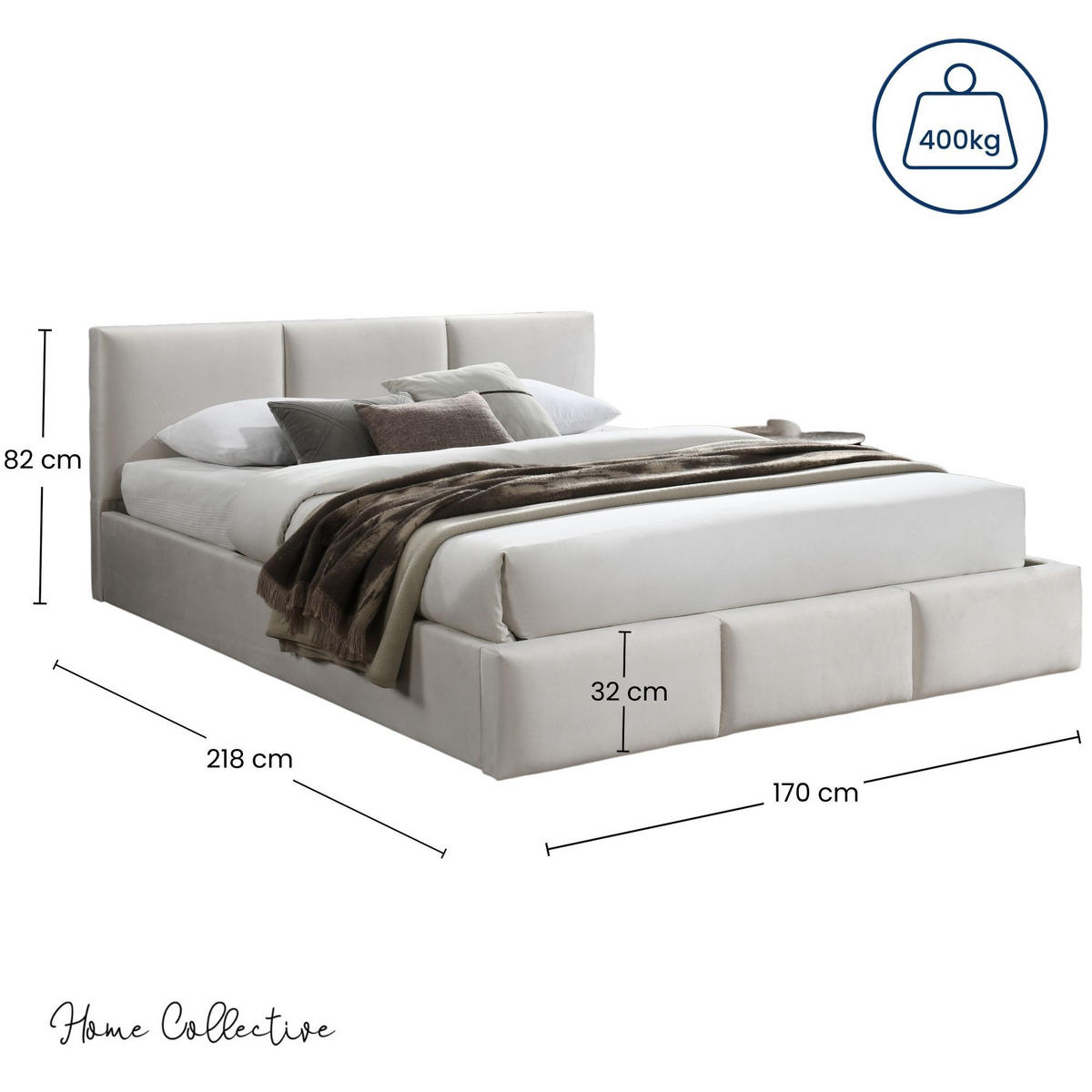 POLSTERBETT 160x200 cm in Hellbeige - Beige, Metall (160/200cm) - Home Collective