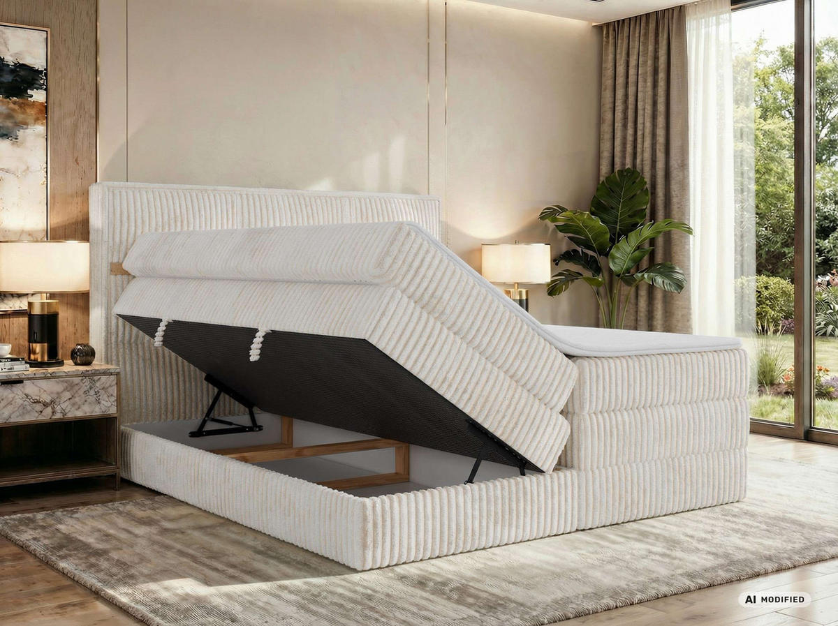 POSTEL BOXSPRING ORVO KING 140/200 - Béžová Manšestr - Topper T25 - H4 - černá/béžová, textil/plast (140/200cm) - MKS