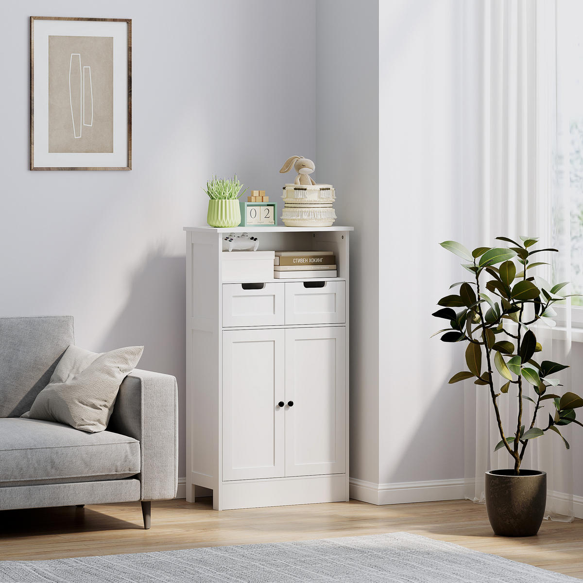 BADEZIMMERSCHRANK, Badeschrank, 60 x 30 x 108,8 cm, Weiß - Weiß, Holzwerkstoff (60/108.8/30cm) - Kleankin