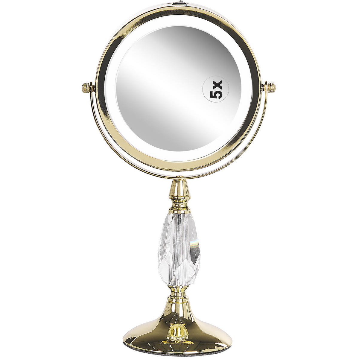 KOSMETIKSPIEGEL gold mit LED-Beleuchtung 18 cm Maury - Goldfarben, Metall (18/37/12cm) - Beliani