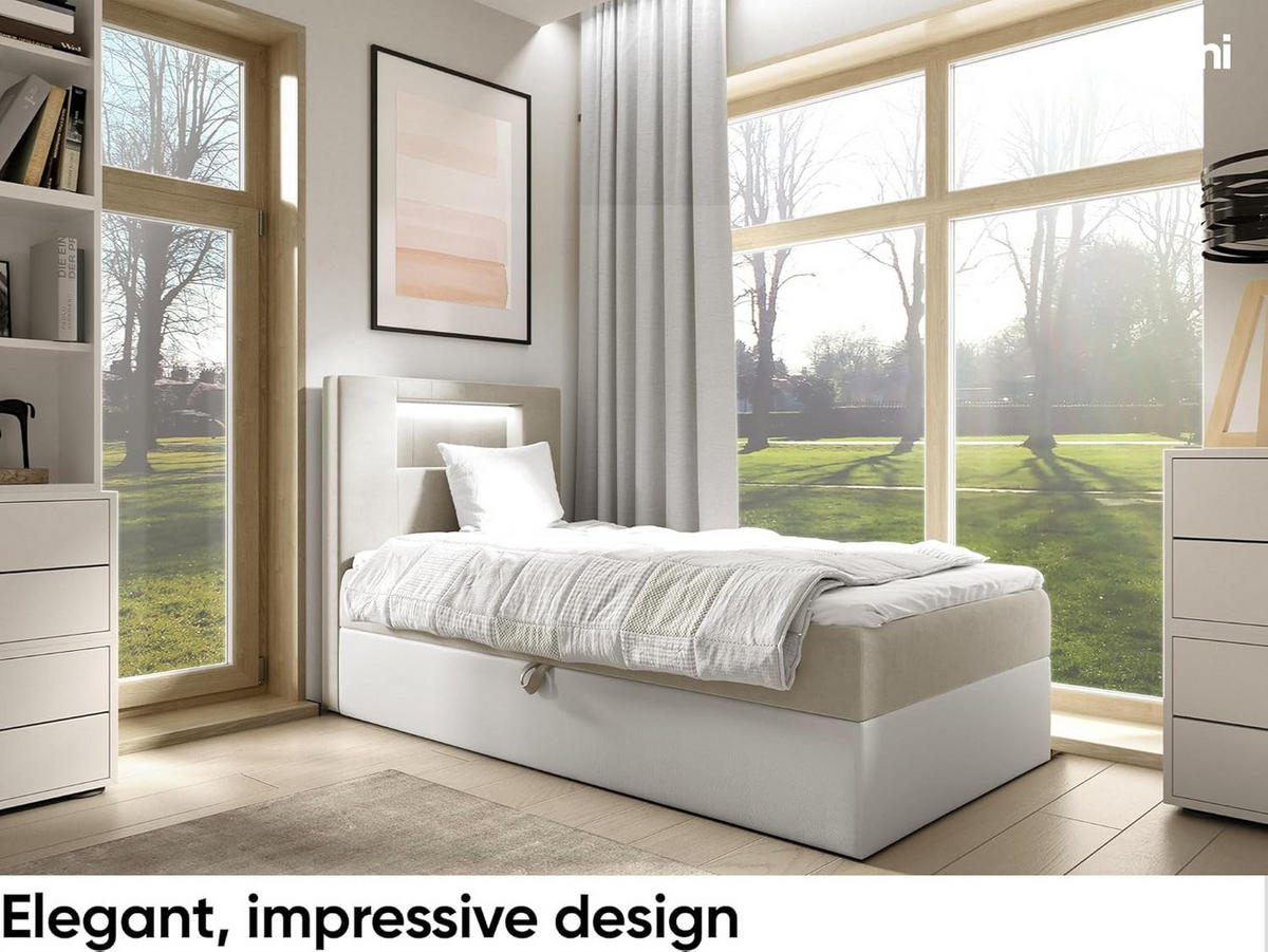 KINDERBETT GARETH 1 - Beige/Weiß, Holzwerkstoff (102/212cm) - Meblini