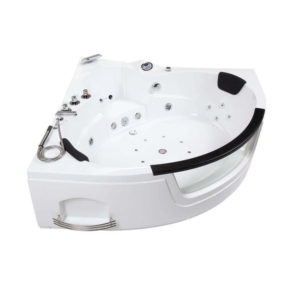 WHIRLPOOL Badewanne mit Lichttherapie LAGUNA L MINI - 135 x 135 cm - Weiß, Keramik (135/65/135cm) - Home Deluxe