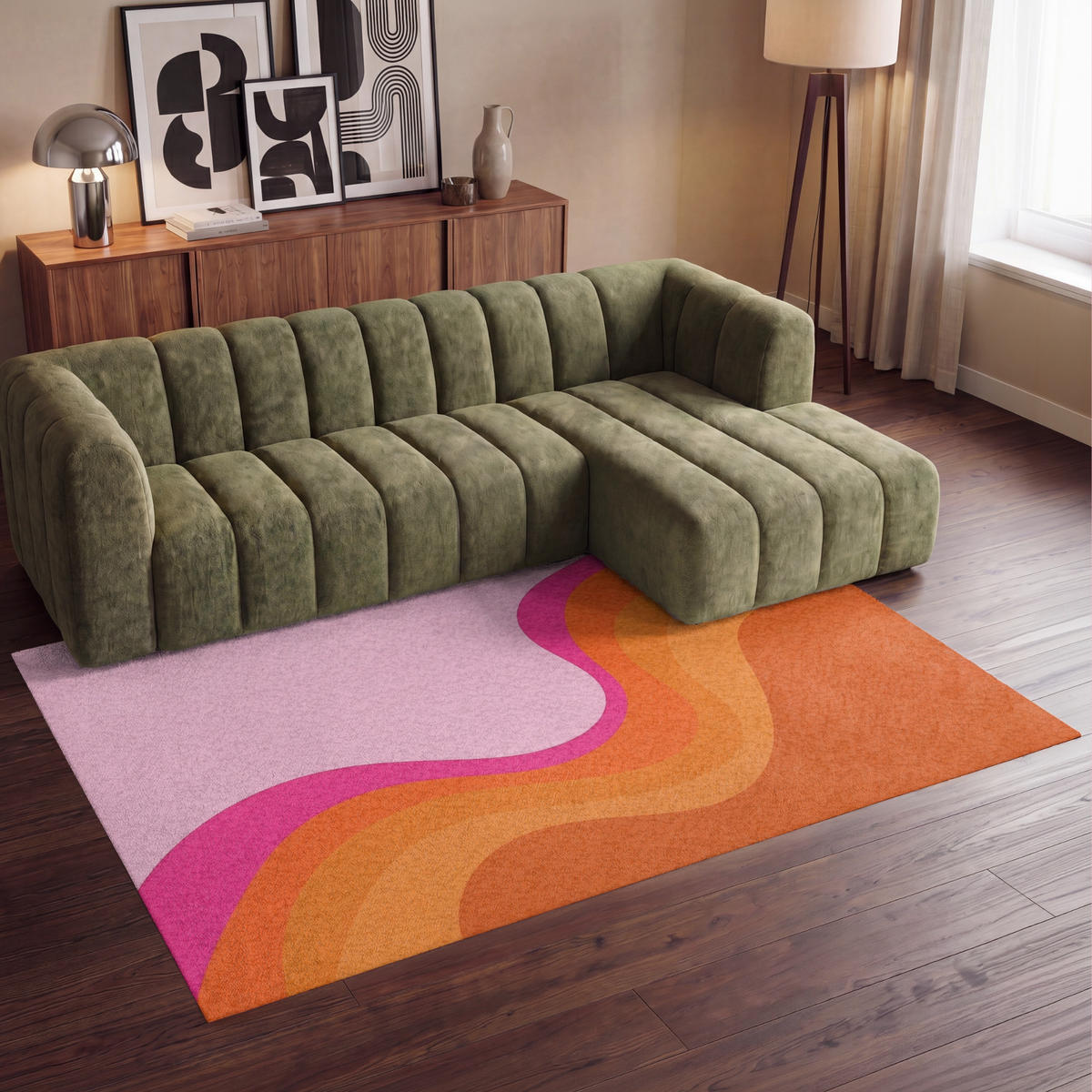 TEPPICH - Retro - Wellen - Farbenfroh - 230x150 cm - Multicolor, Kunststoff/Textil (230/0.4cm) - OnlyWow