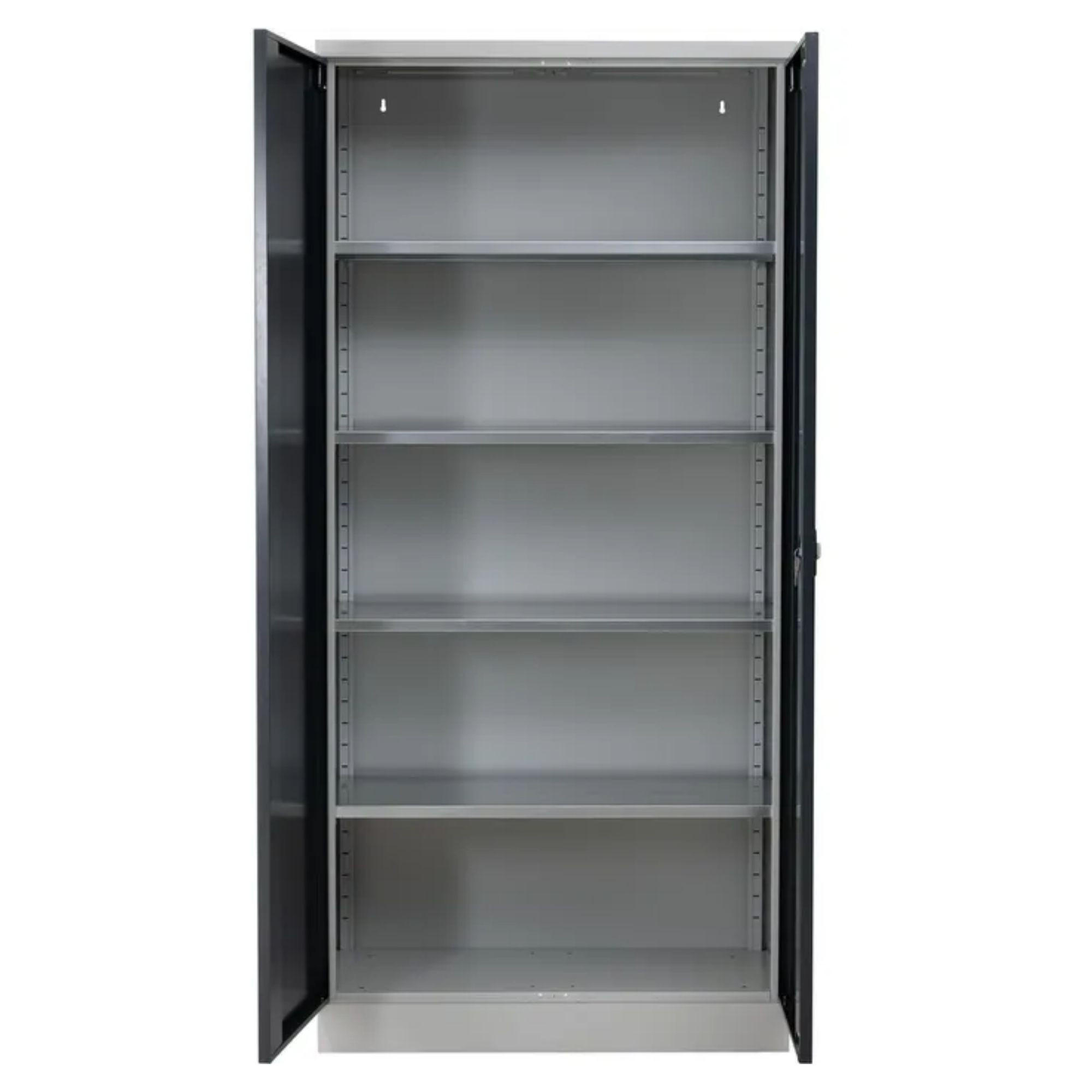 STAHLSCHRANK Bee mit 4 verzinkten Fachböden 195x92x60 cm Korpusfarbe Lichtgrau Frontfarbe Anthrazit - Anthrazit, Metall (92/195/60cm)