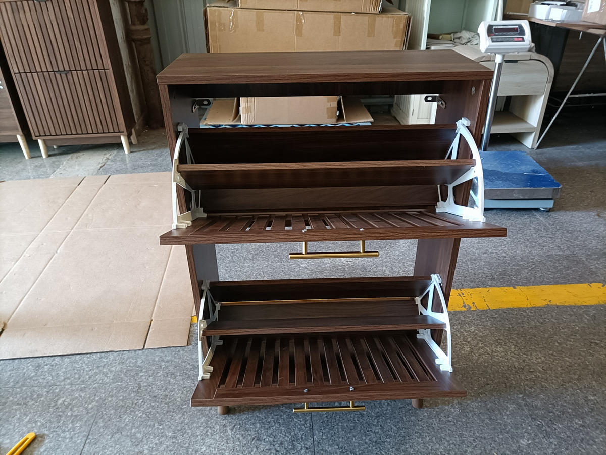 SCHUHSCHRANK aus MDF & Spanplatte in Walnuss mit Kippschutz - Walnussfarben, Holzwerkstoff (60/93/24cm) - Modfu