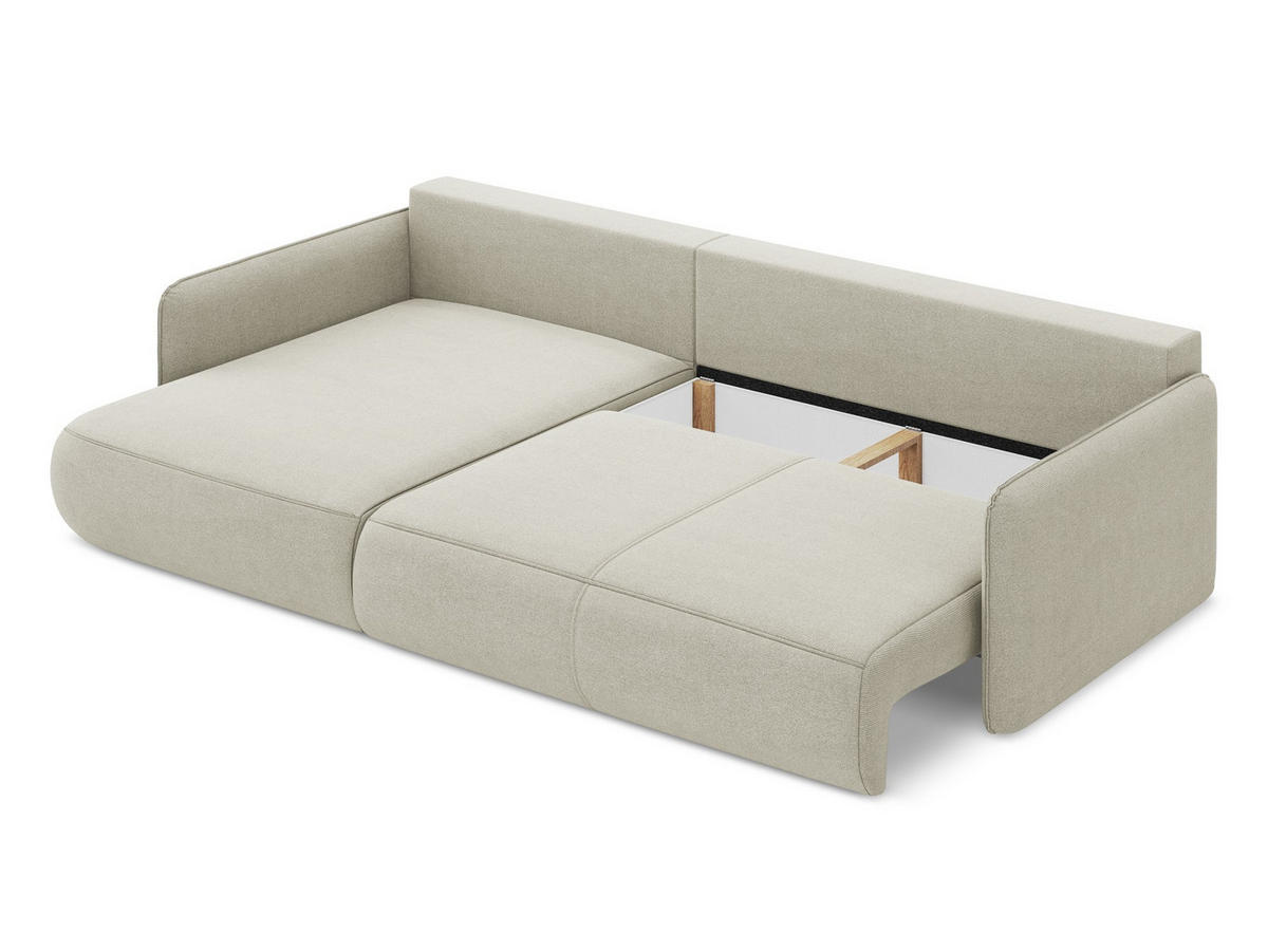 ECKSOFA mit Schlaffunktion Strukturstoff Stoff Beige - Beige/Creme, Kunststoff/Textil (148/240cm) - Makamii