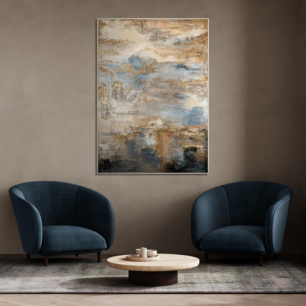 GEMÄLDE Glanz und Eleganz Schattenfugenrahmen Beige 140x100 cm - Beige, Holz (140/100cm) - YS-art gallery