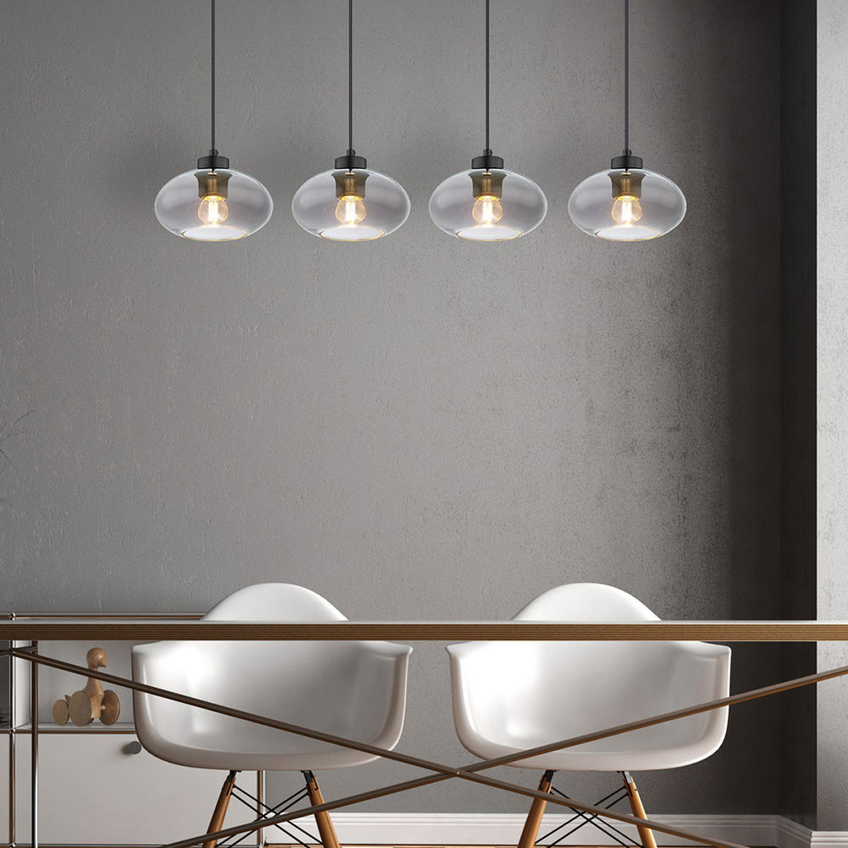 LED HÄNGELEUCHTE Metall Glas Grau Rauchoptik - Grau, Glas (96/18/120cm) - Globo Lighting