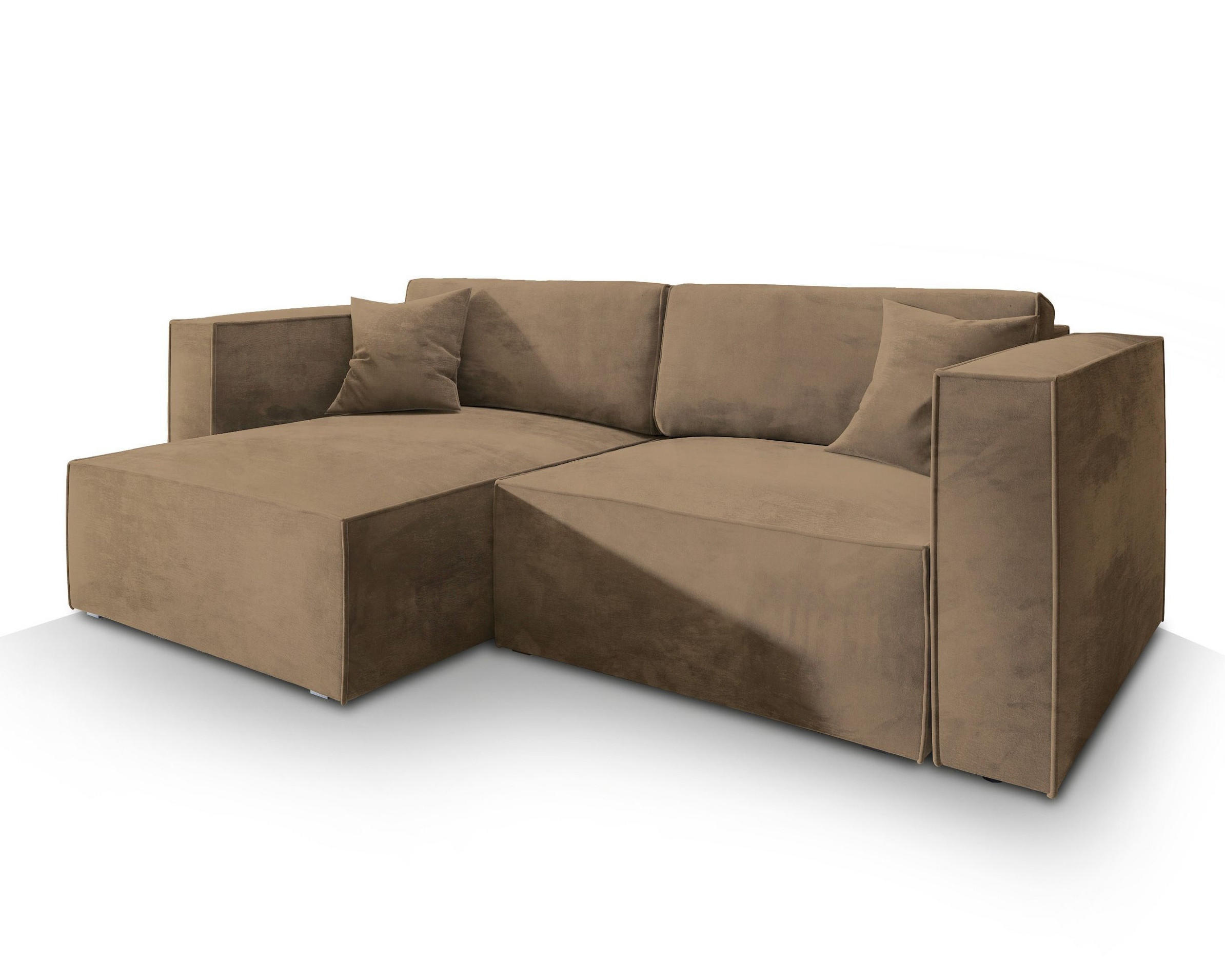 ROHOVÁ SEDAČKA NERIO béžová - šedá/béžová, dřevo/textil (245/148cm) - MASSENO