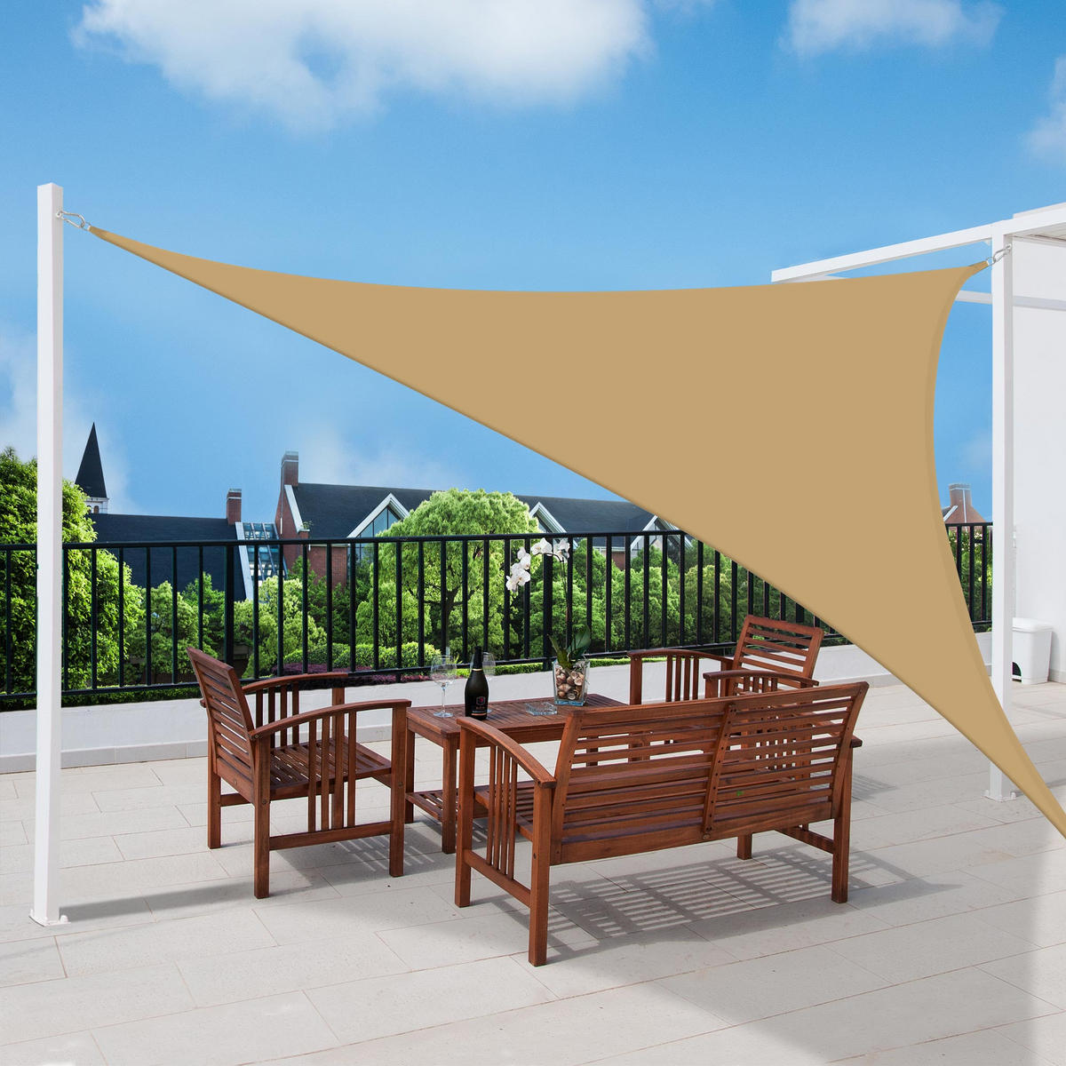 SONNENSEGEL SolVision PS9 360/360/360 cm dreieckig Sand PE - Sandfarben, Kunststoff (360/360cm) - Sol Royal
