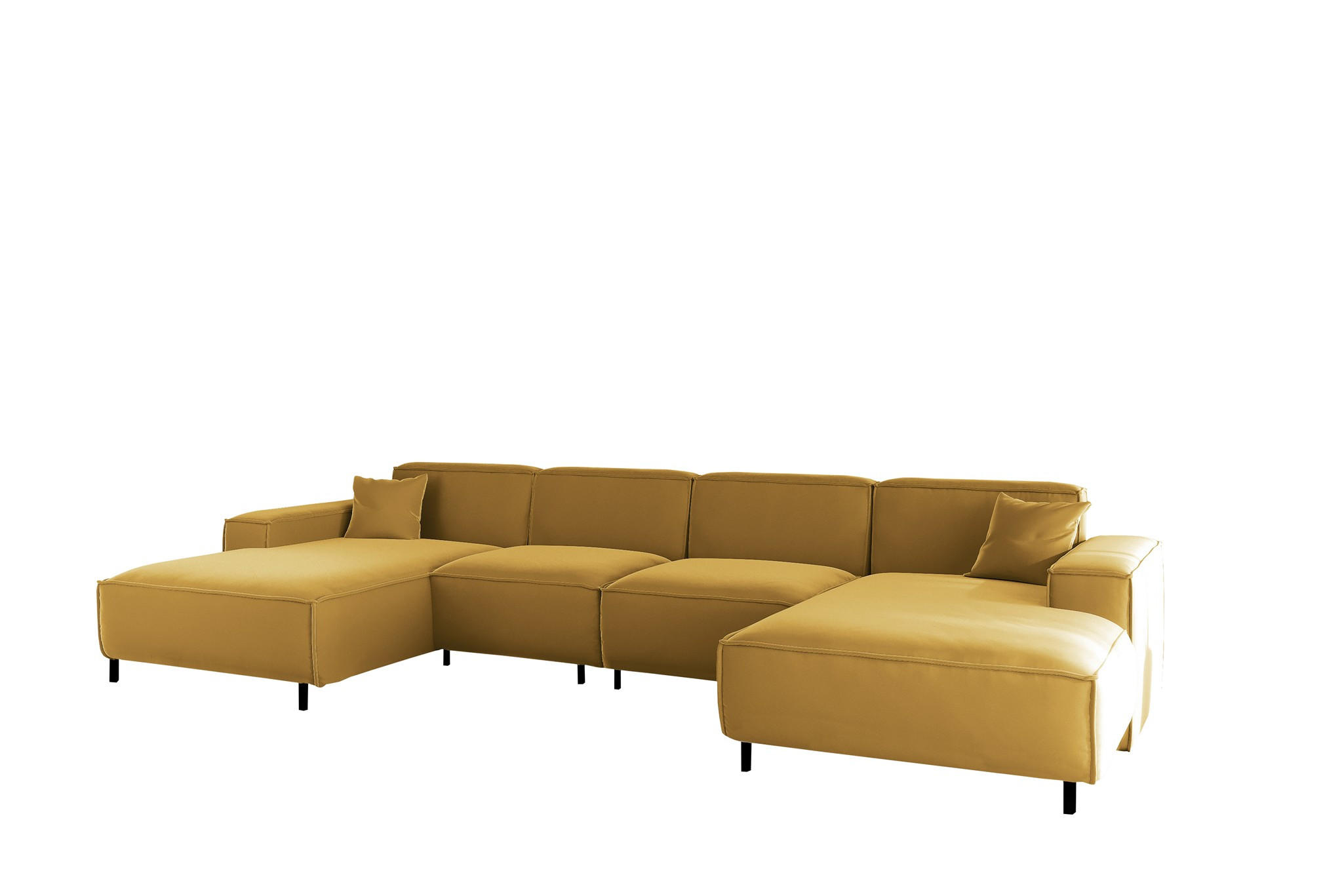 WOHNLANDSCHAFT Gloria In Tiffani - Gelb, Holzwerkstoff/Textil (378/73/165cm) - Fun Möbel