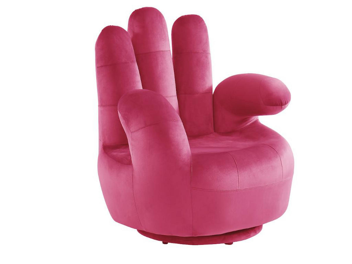FINGERSESSEL drehbar - Samt - Fuchsia - CATCHY - Pink, Textil (78/89/82cm) - Vente-Unique