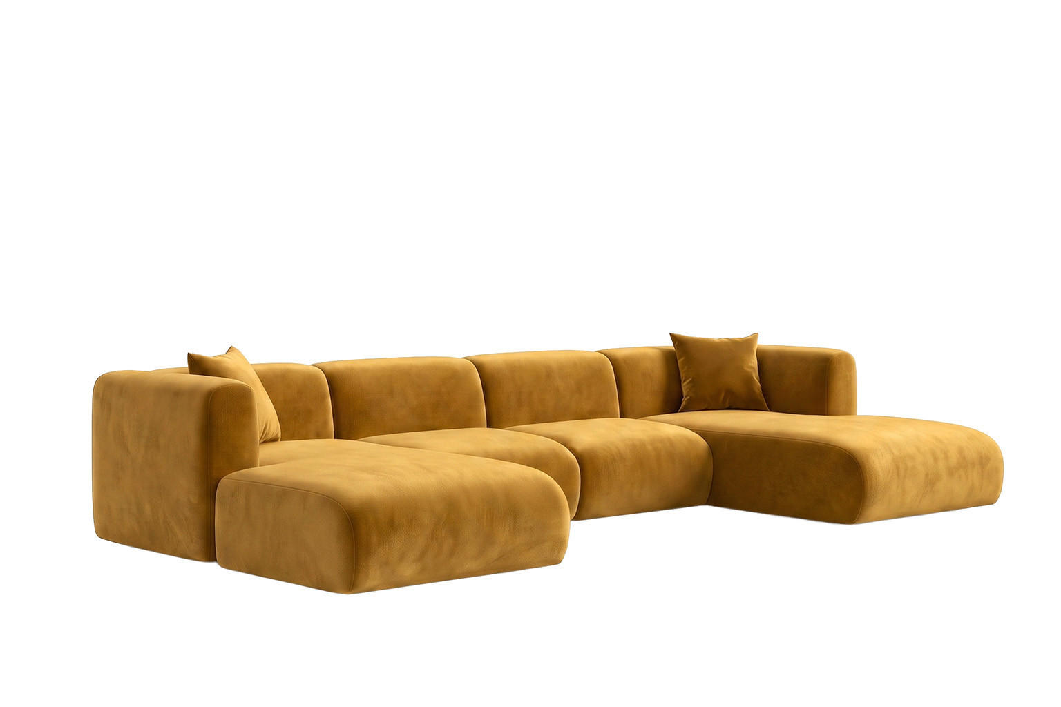 ECKSOFA U-Form, Velvet-Stoff Bluvel, Golden, GRETA - Goldfarben, Holz (408/70/179cm) - Kaiser Möbel