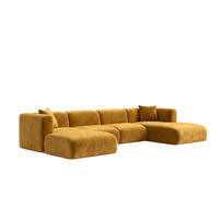ECKSOFA U-Form, Velvet-Stoff Bluvel, Golden, GRETA - Goldfarben, Holz (408/70/179cm) - Kaiser Möbel
