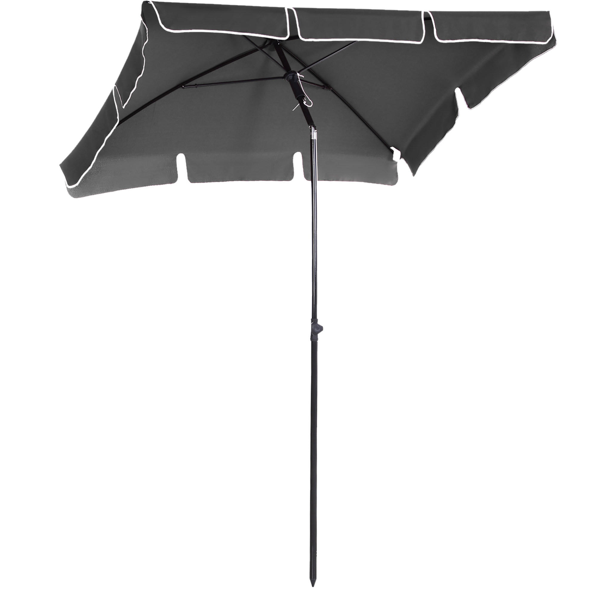 SONNENSCHIRM aus Aluminium 198x130x245 cm in Grau mit neigungsverstellbar - Grau, Metall (130/198cm) - Modfu