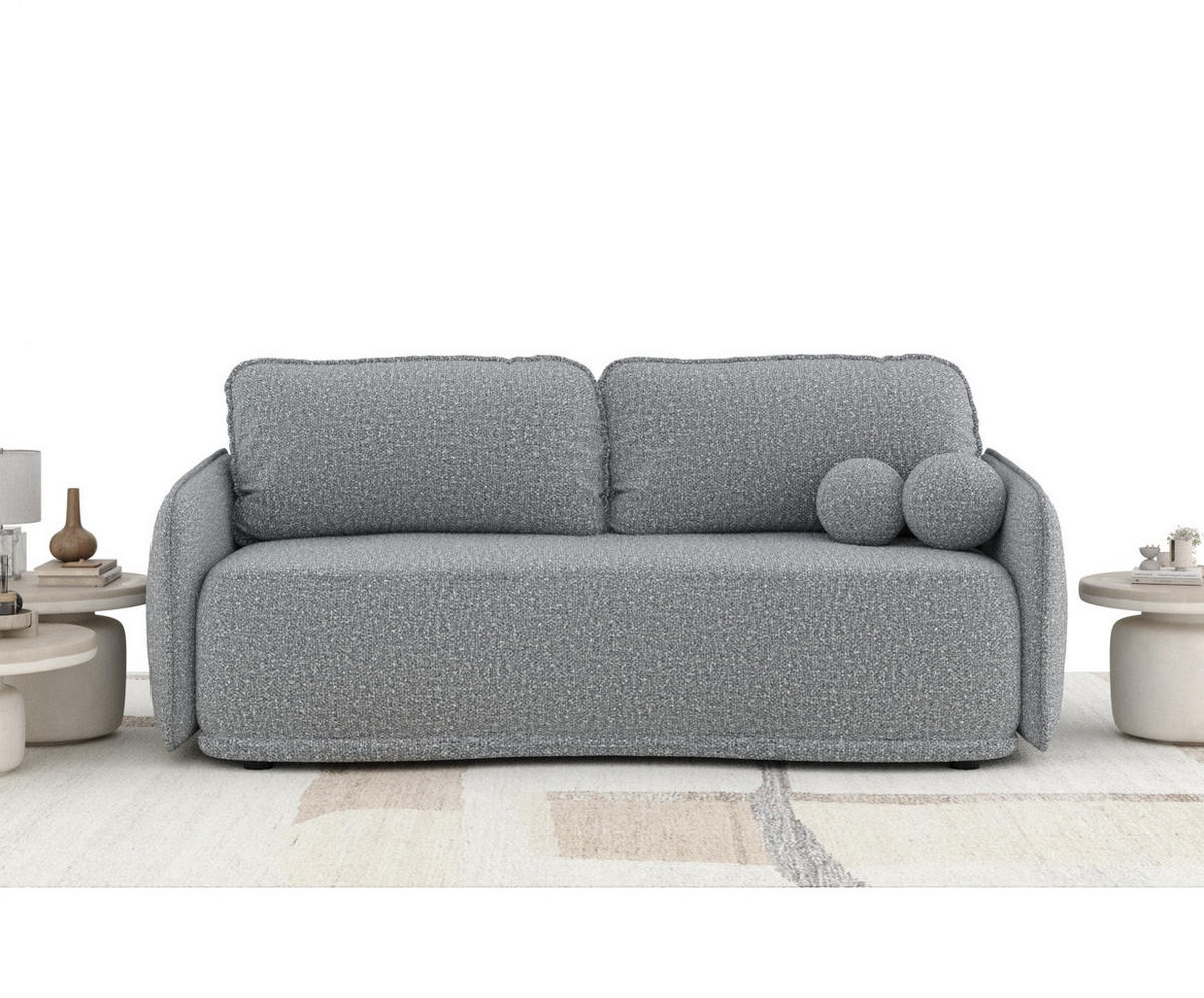 SCHLAFSOFA Mitsis Grau Plüschstoff - Schwarz/Grau, Holz/Holzwerkstoff (231/93/106cm) - Maison de Reve