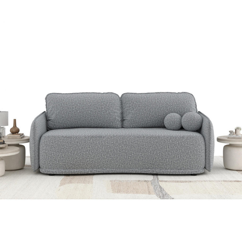 Thumbnail - Maison de Reve Schlafsofa, Grau, Textil, 3-Sitzer, Füllung: Schaumstoff, Rundrohr, 231x93x106 cm, Oeko-Tex® Standard 100...