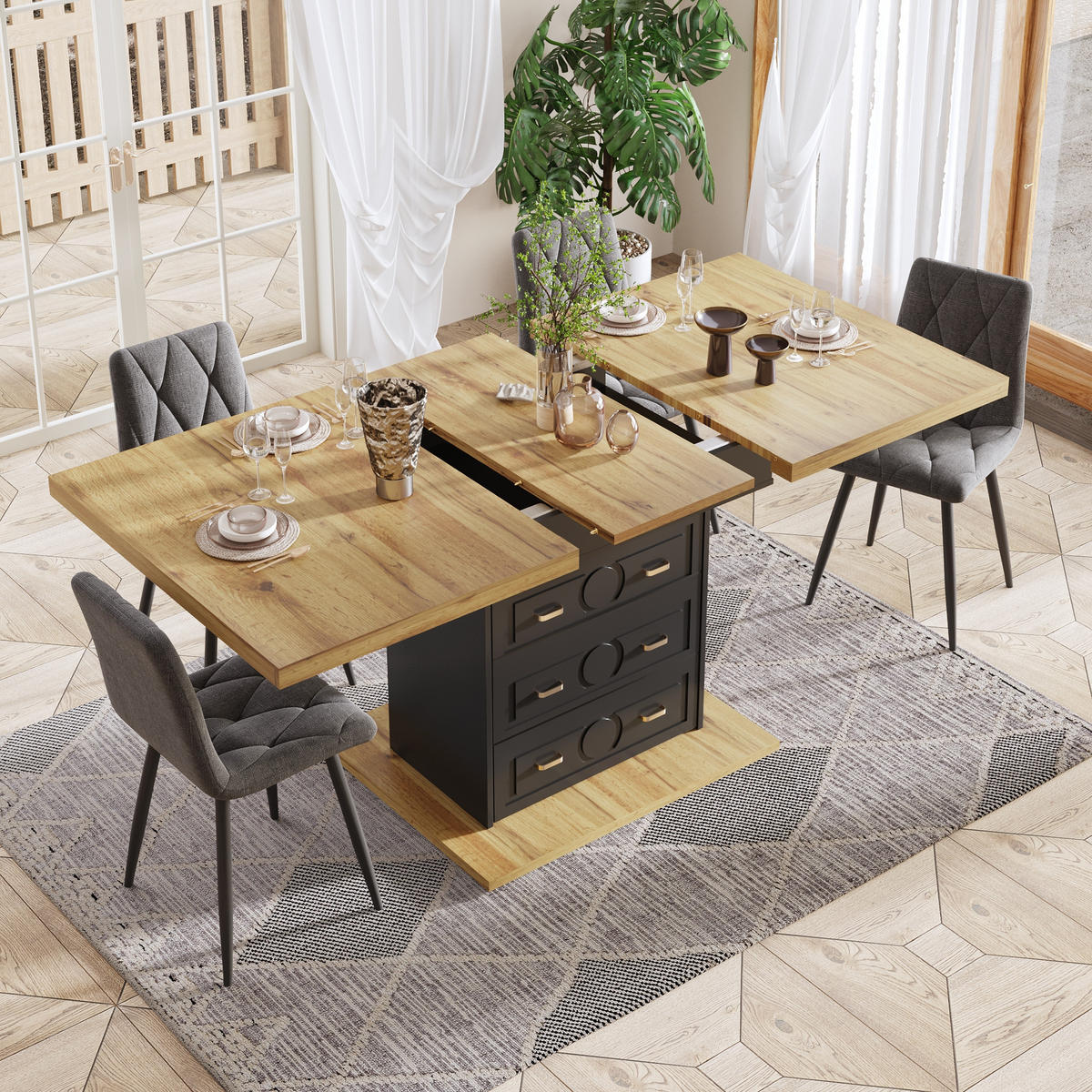 ESSTISCH Ausziehbar 110-140x80Cm Holz 6 Personen - Naturfarben, Metall (80/110/75cm) - FLIEKS