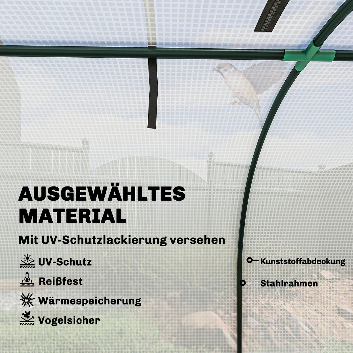 GEWÄCHSHAUS aus PE Stahl Weiß - Weiß, Metall (100/80/395cm) - Outsunny