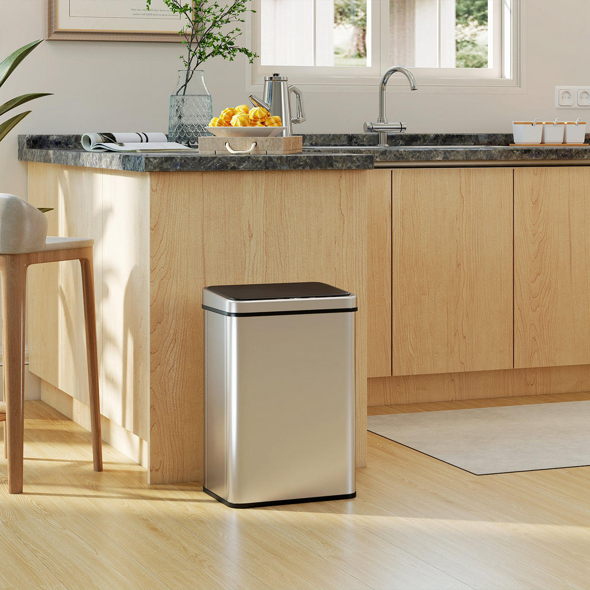 MÜLLEIMER DE-08947 40 L, automatisch mit Soft-Close Silber - Silberfarben, Kunststoff (26/55/35.5cm) - ComfortXL