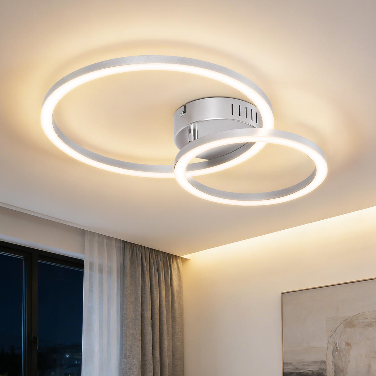 LED DECKENLEUCHTE Sorenne 40.5/30/6.7 cm - Silberfarben, Kunststoff (40.5/30/6.7cm) - ZMH