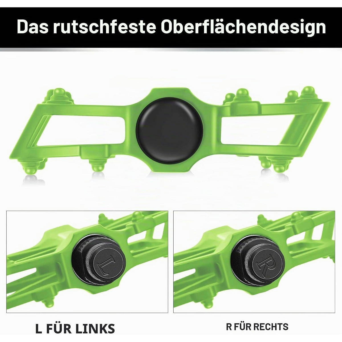 FAHRRADPEDALE Aluminiumlegierung Grün 9/16 Zoll Set - Grün, Metall (10/2.5/12cm)