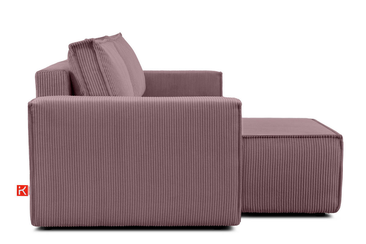 ECKSOFA-LINKS/RECHTS NAPI Schlaffunktion mit Cordbezug, lila - Violett/Schwarz, Textil (262/148cm) - KONSIMO®
