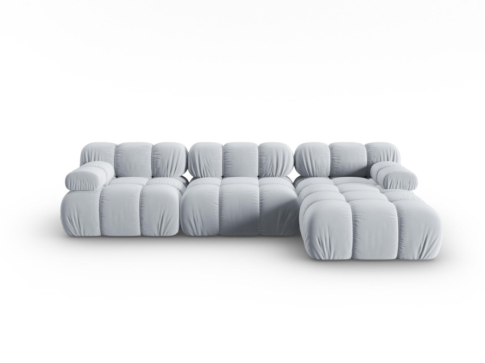 MODULARES-ECKSOFA rechts Bellis aus Samt hellblau 4 Sitzplätze - Hellblau, Textil (122/285cm) - Micadoni