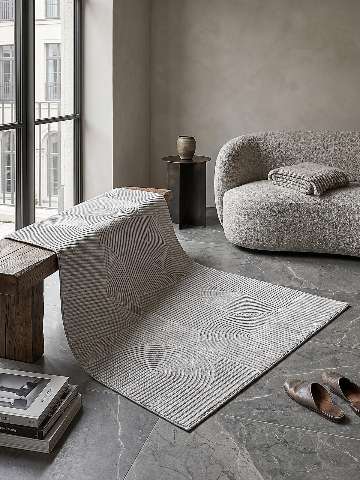 TEPPICH Kurzflor ERESMA Geometrisch Polyester Grau 160 x 230 cm - Grau, Textil (160/230cm) - KADIMA DESIGN