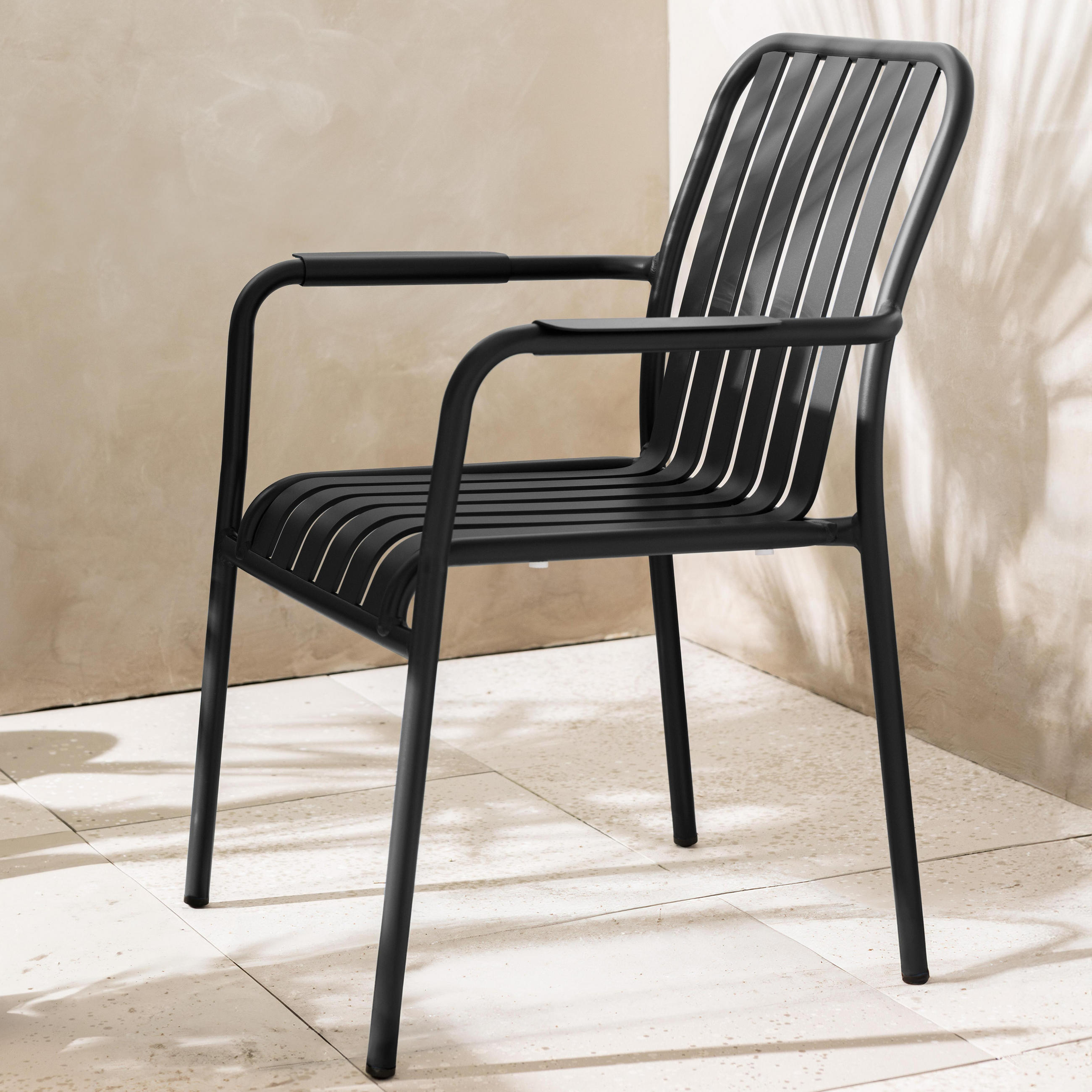GARTENSTUHL, Schwarz - Schwarz, Metall (62/85/61cm) - Oviala
