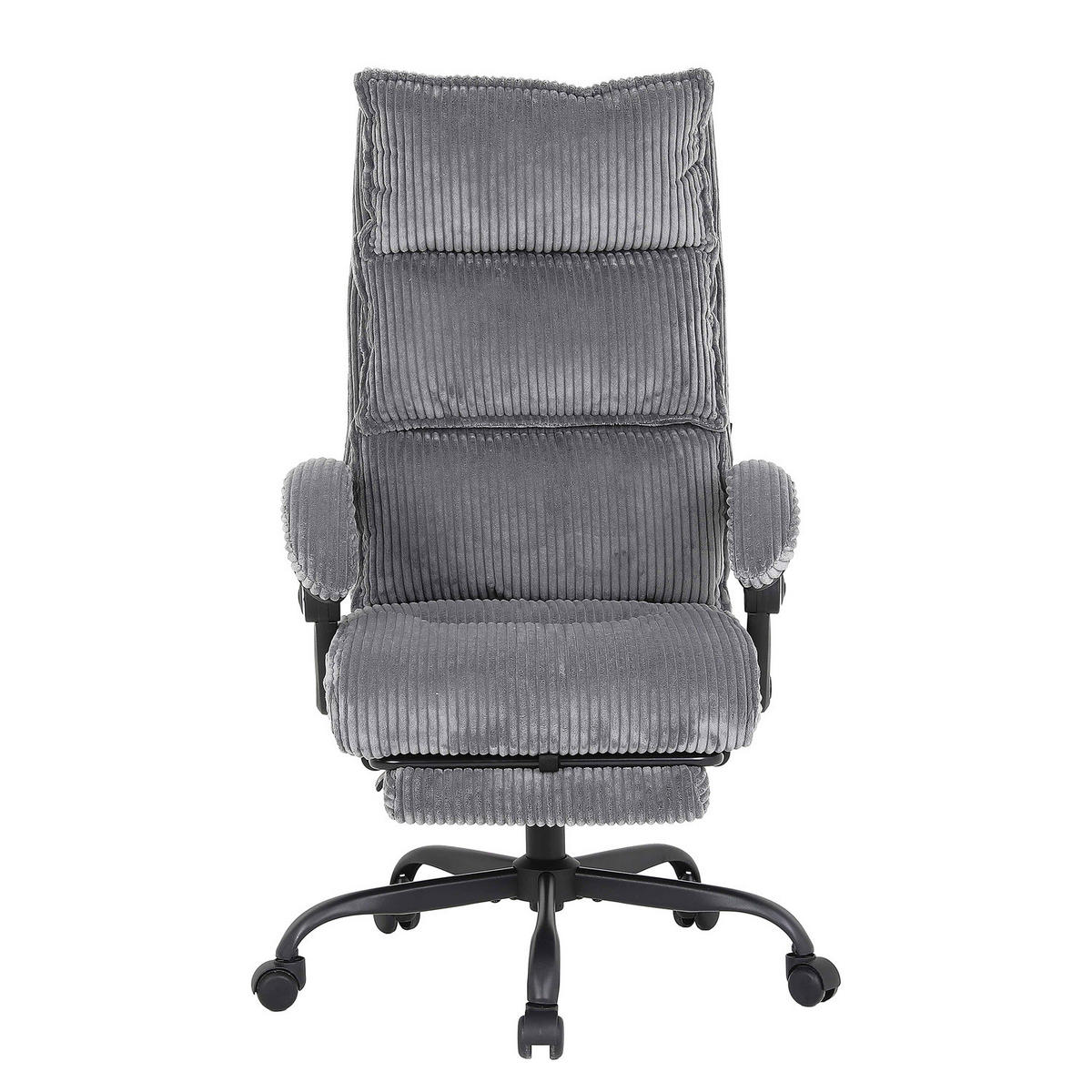 BÜRODREHSTUHL mit Fußablage - Schwarz/Grau, Textil/Metall (71/116/71cm) - home24