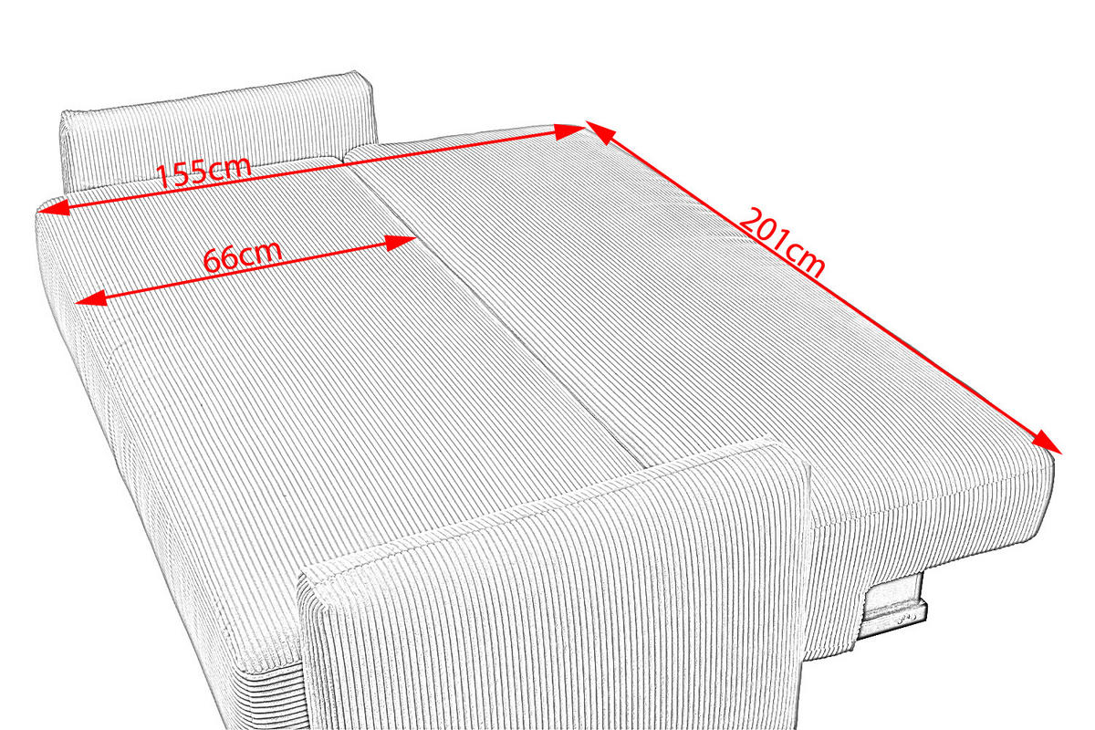 SCHLAFSOFA NEO Grau Cord - Greige/Schwarz, Kunststoff/Textil (233/75/108cm) - KAWOLA