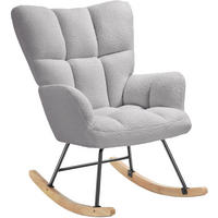SCHAUKELSTUHL Torve,68 x 96 x 97 cm, Belastbarkeit 120 kg,Bouclé hellgrau - Hellgrau, Kunststoff (70/97/96cm) - tectake