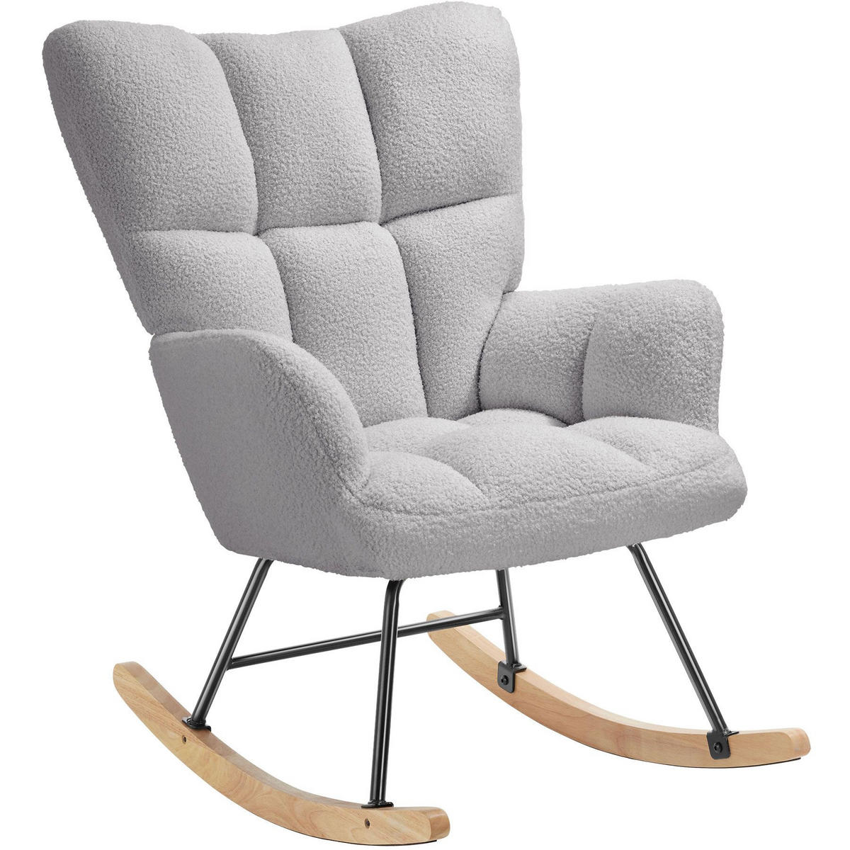 SCHAUKELSTUHL Torve,68 x 96 x 97 cm, Belastbarkeit 120 kg,Bouclé hellgrau - Hellgrau, Kunststoff (70/97/96cm) - tectake