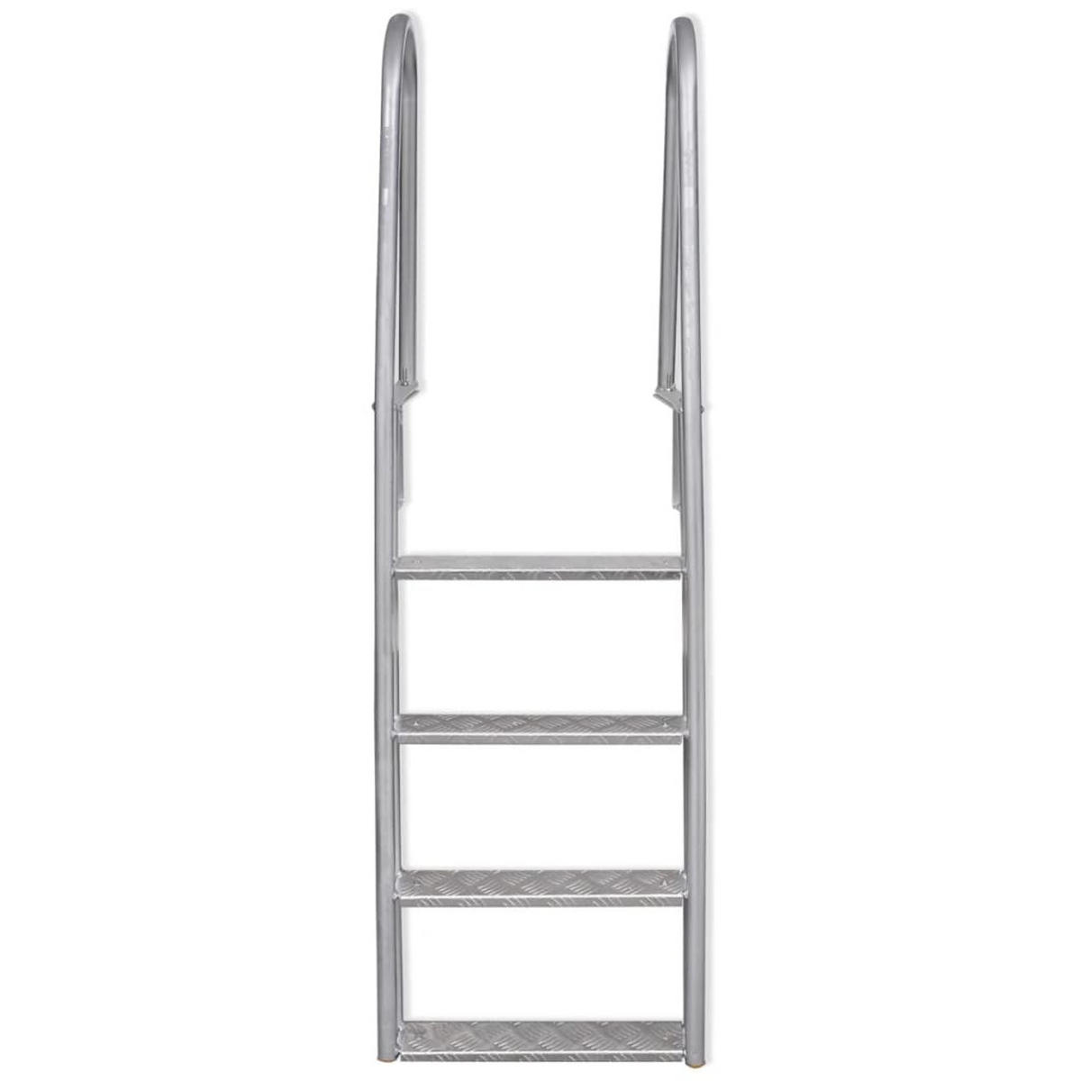 POOLLEITER Steg-/Poolleiter 4-Stufig Aluminium 167 Cm - Silberfarben, Metall (57/167/50cm) - vidaXL