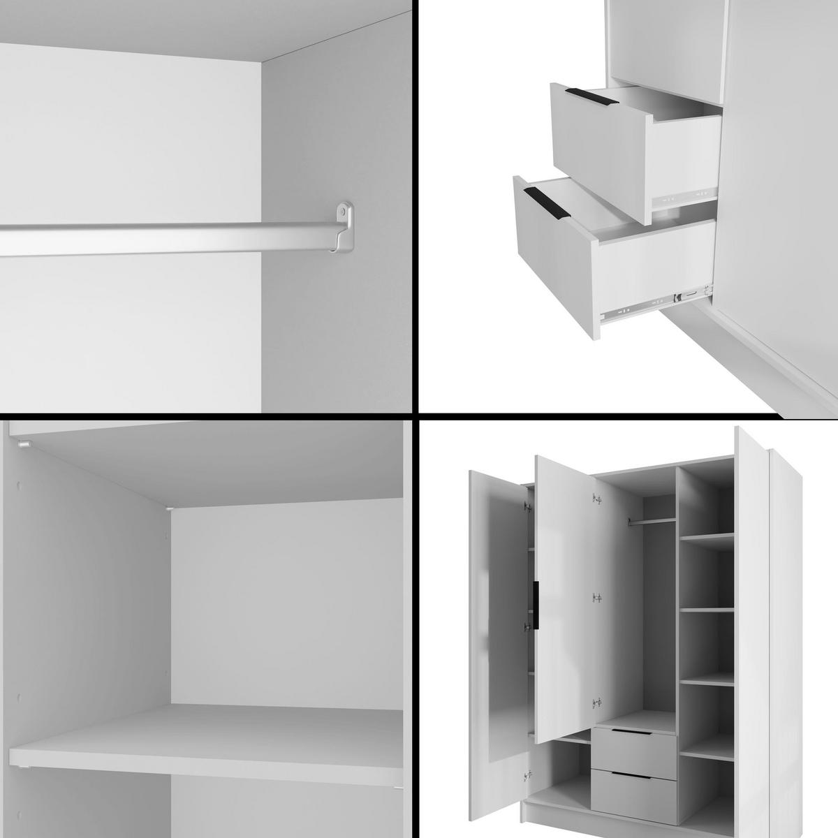 KLEIDERSCHRANK mit Flügeltüren KOLIN 150x200cm Weiß / Weiß - Weiß, Holzwerkstoff (150/200/51cm) - ALTDECOR