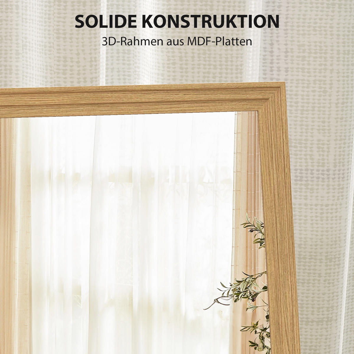 STANDSPIEGEL DE-09994 mit Ständer, freistehend Natur - Hellbraun/Silberfarben, Holzwerkstoff (40/150/3cm) - ComfortXL
