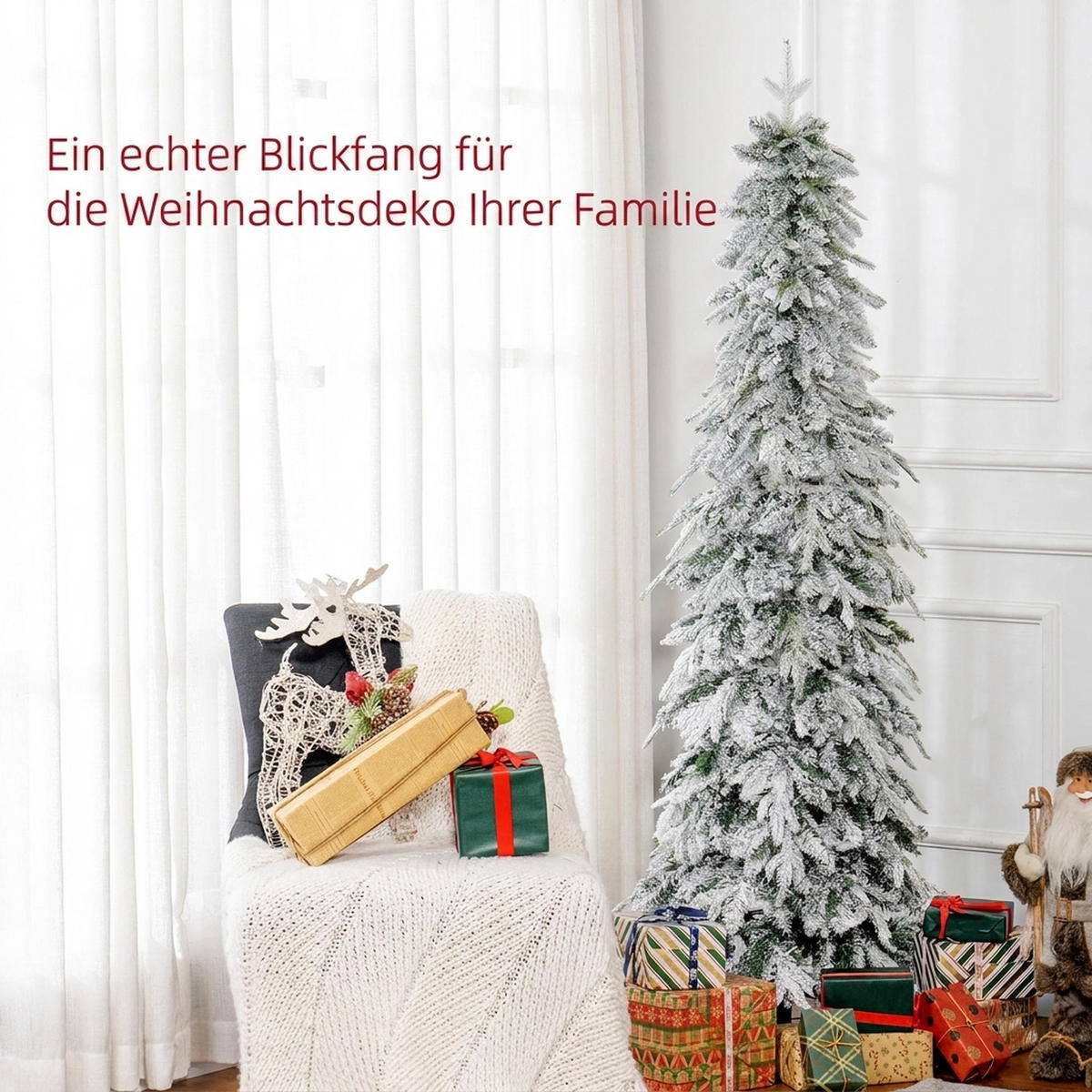 WEIHNACHTSBAUM DE-41592 180 cm, 600 Zweige, Kunstschnee Grün - Grün, Kunststoff (180cm) - ComfortXL