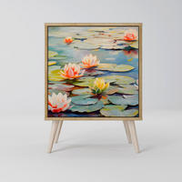 SIDEBOARD BLOOMING WATERS, Eichefarben, 57,5x42x77,5 cm, Schräge Buchenholzfüße - Eichefarben/Buchefarben, Holzwerkstoff/Buchenholz (57.5/77.5/42cm) - SpaceRebels