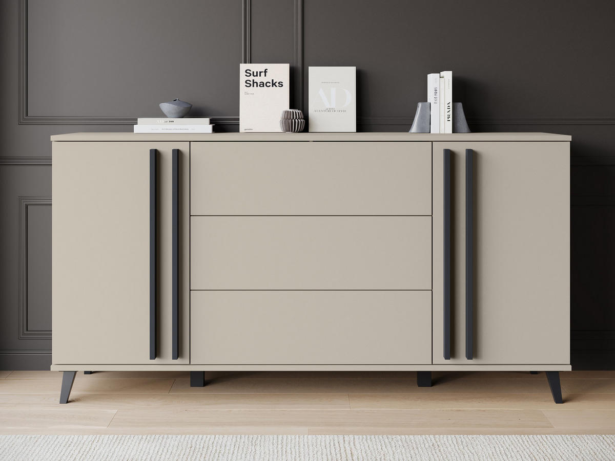SIDEBOARD Helsinki 150 - Beige/Schwarz, Holzwerkstoff/Kunststoff (150/78/40cm) - MIRJAN24