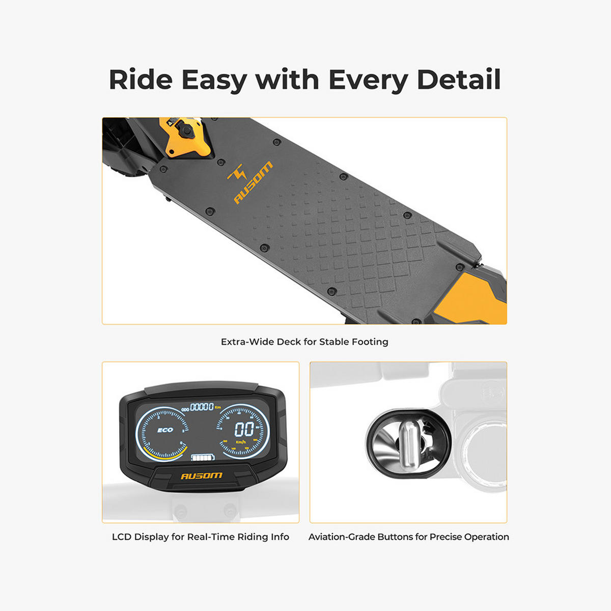 E-SCOOTER Ausom L1 ABE – 930W Spitzenmotor, 20 km/h, 70 km Reichweite ABE-Zulassung (eKFV, P612) - Grau, Metall (59cm)