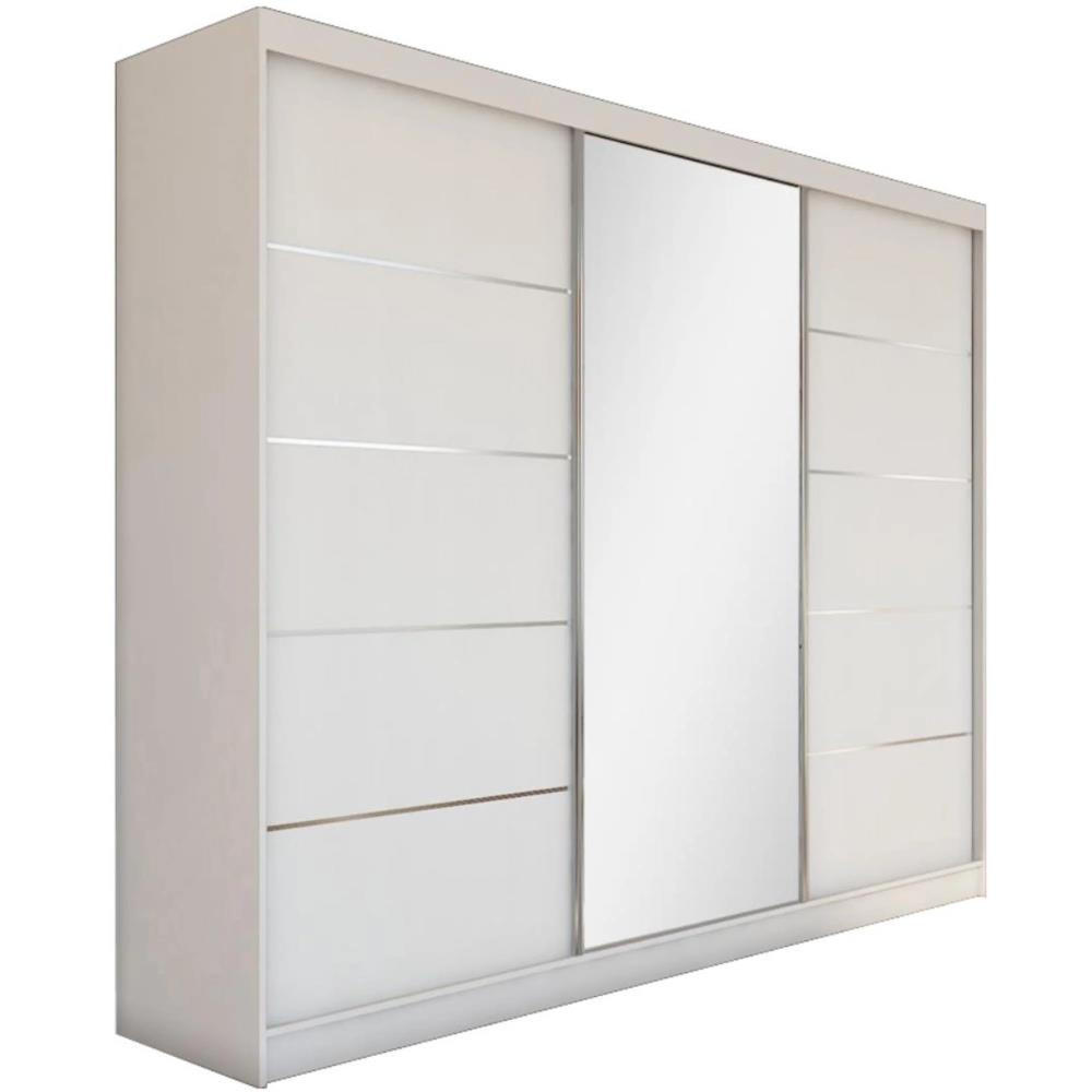 SCHWEBETÜRENSCHRANK Marika 240/216/61 weiß mit Spiegel und Schubladen - Weiß, Holzwerkstoff (240/216/61cm) - Beautysofa